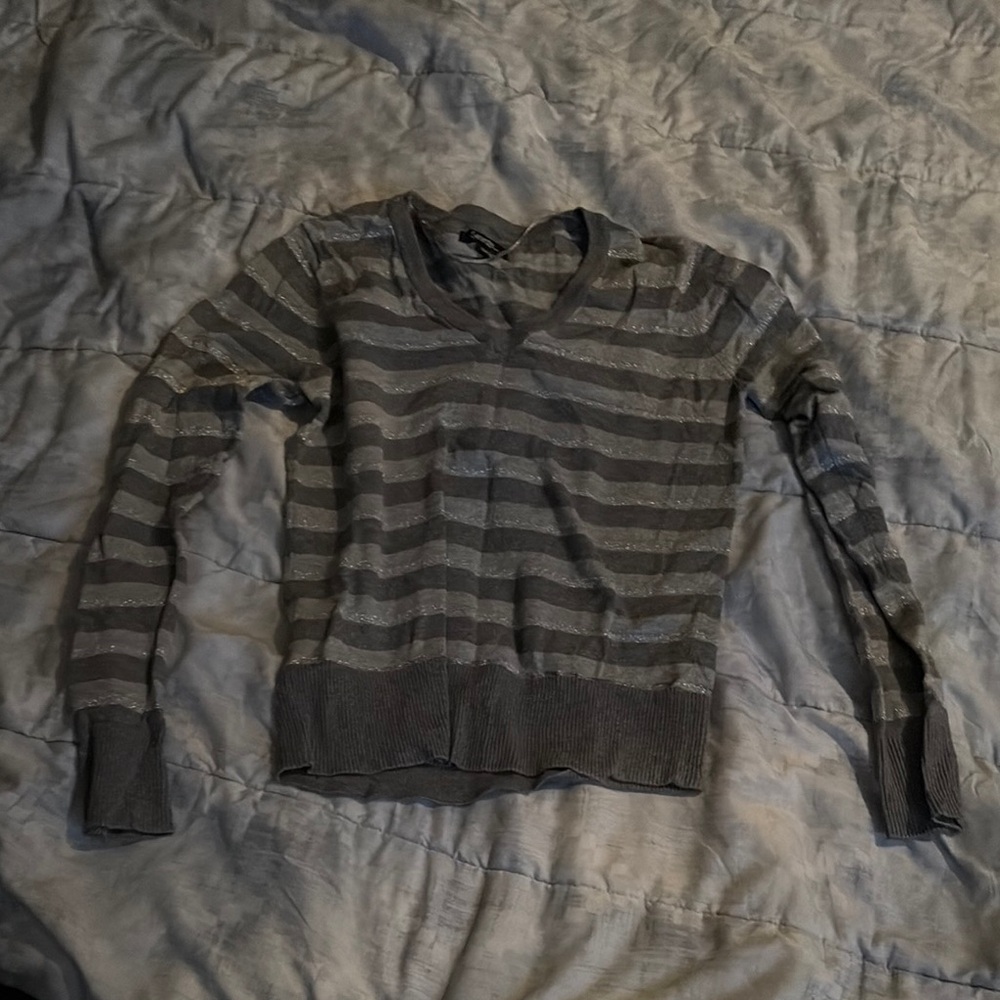 George Gray Striped V-Neck Sweater